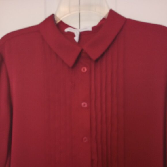 BCBG Rich Burgundy Silky Swing Tunic Shirt Dress sz M - Picture 2 of 14